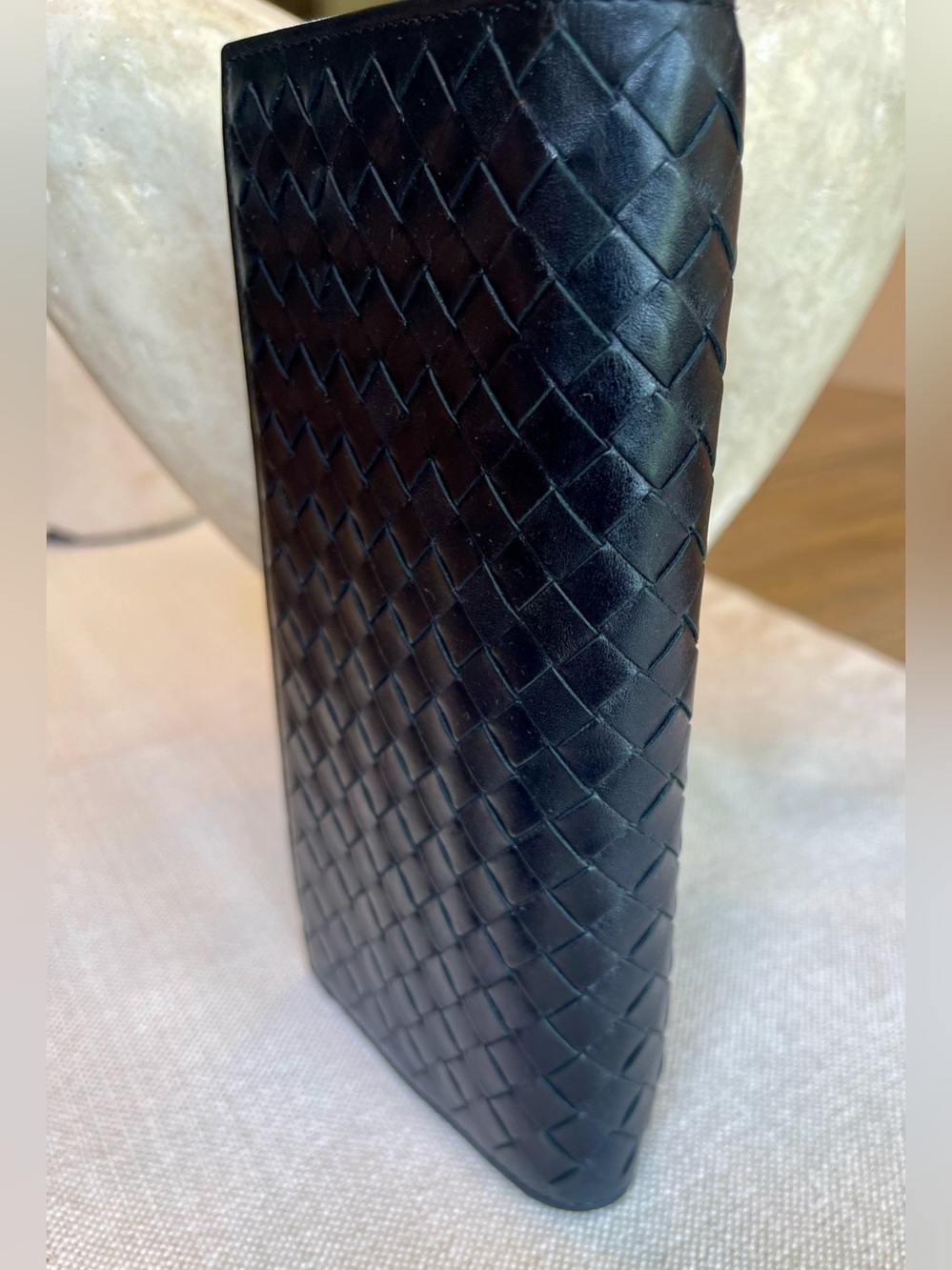 EUC BOTTEGA VENETA INTRECCIATO CONTINENTAL LAMBSKIN LEATHER WALLET BLACK ITALY - Picture 5 of 16